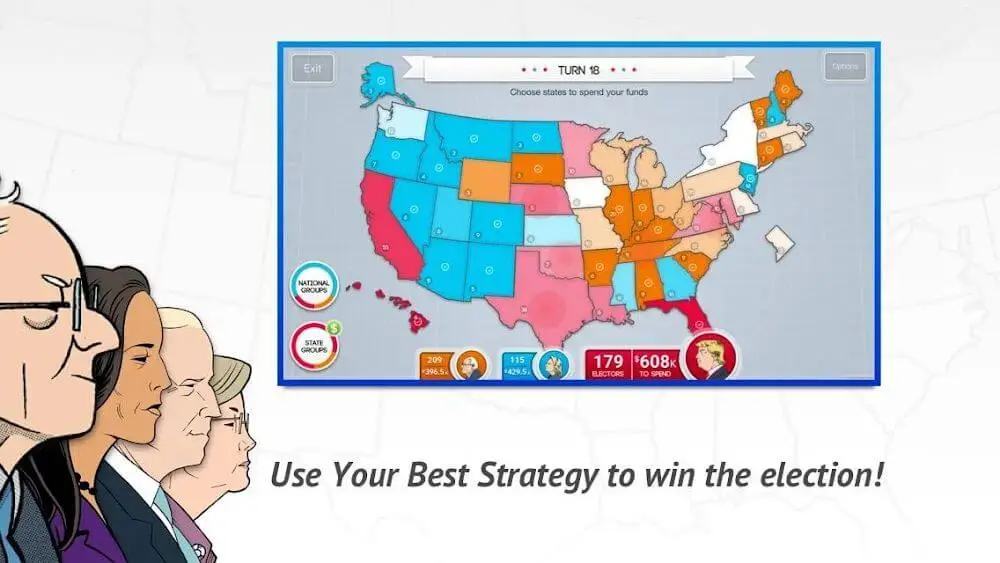 Screenshot of the 270 | Two Seventy US Election game