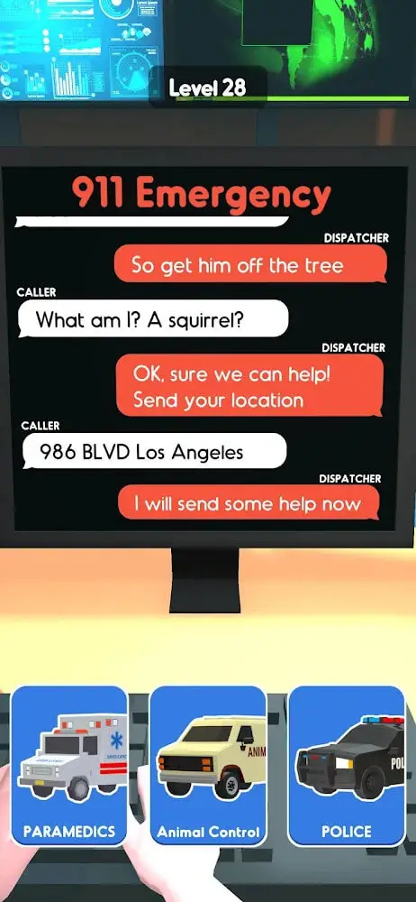 Screenshot of the 911 Emergency Dispatcher app