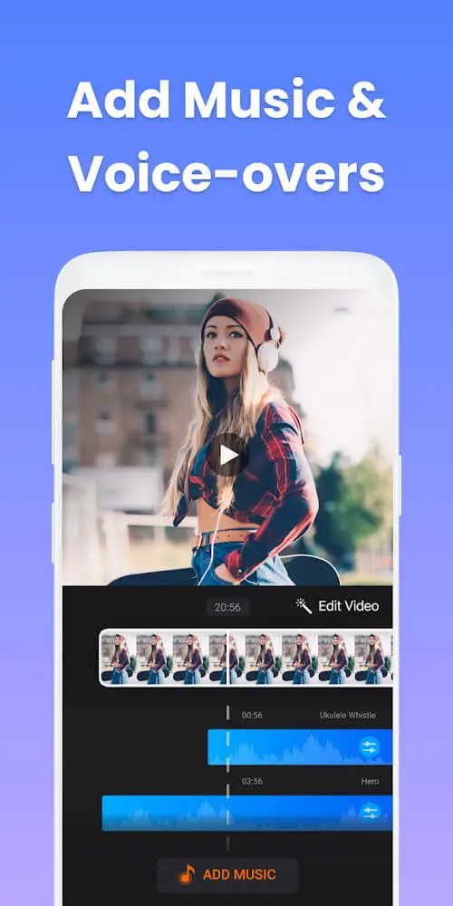 Screenshot of the Add music to video app