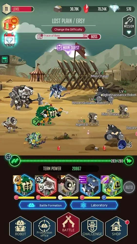 Screenshot of the After War – Idle Robot RPG app