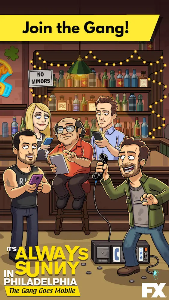 Screenshot of the Always Sunny: Gang Goes Mobile app