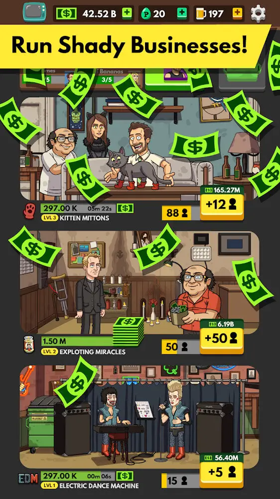 Screenshot of the Always Sunny: Gang Goes Mobile app