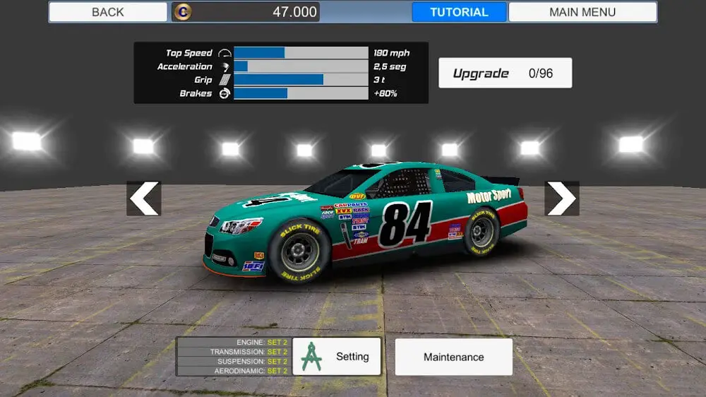 Screenshot of the American Speedway Manager game