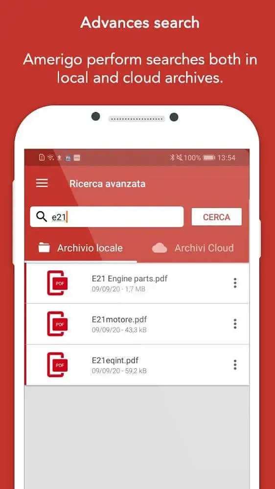 Screenshot of the Amerigo app