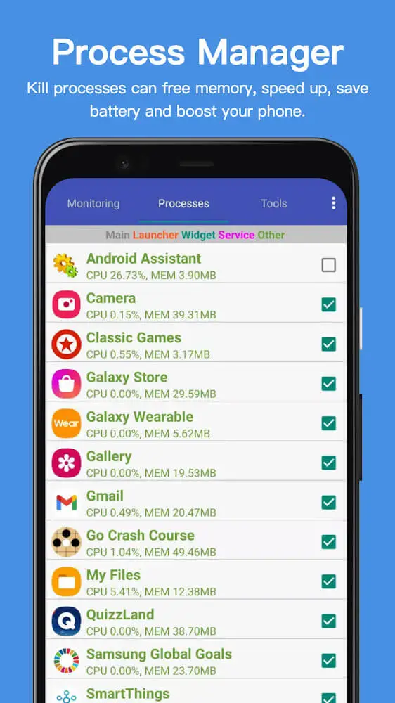 Screenshot of the Assistant Pro for Android app