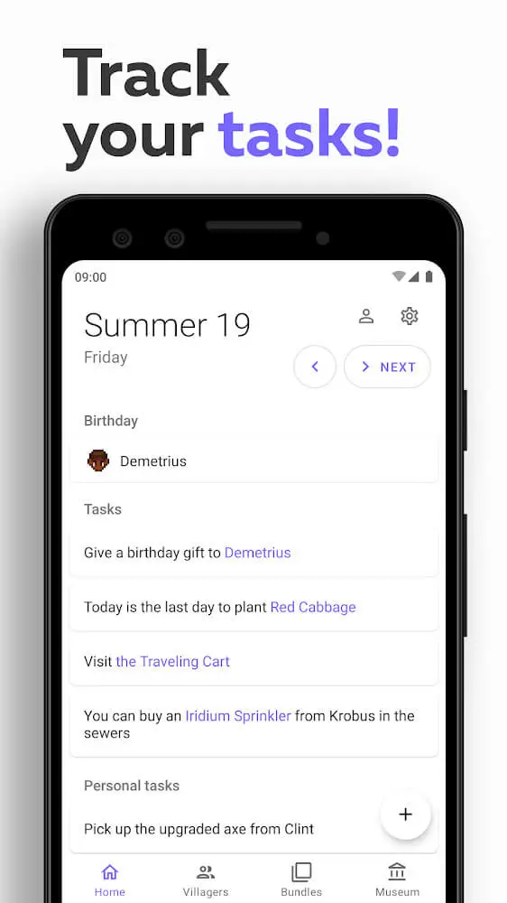 Screenshot of the Assistant for Stardew Valley app