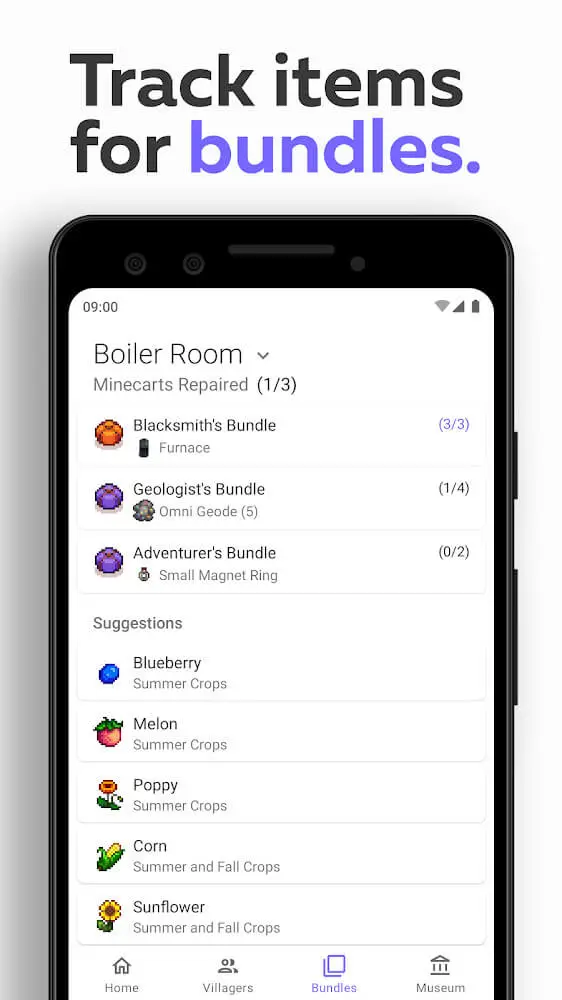 Screenshot of the Assistant for Stardew Valley app