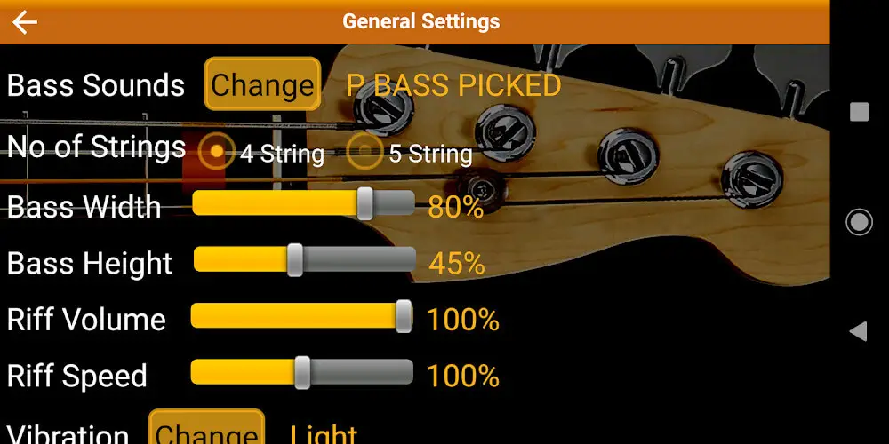 Screenshot of the Bass Guitar Tutor Pro game
