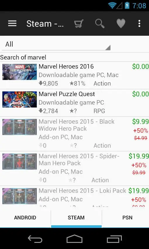 Screenshot of the Bestappsale app