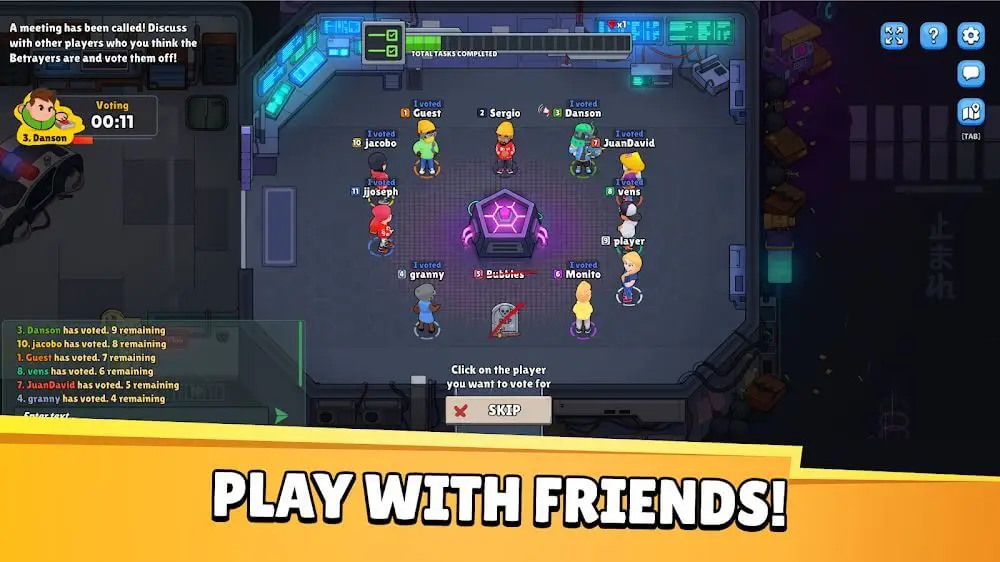 Screenshot of the Betrayal.io game