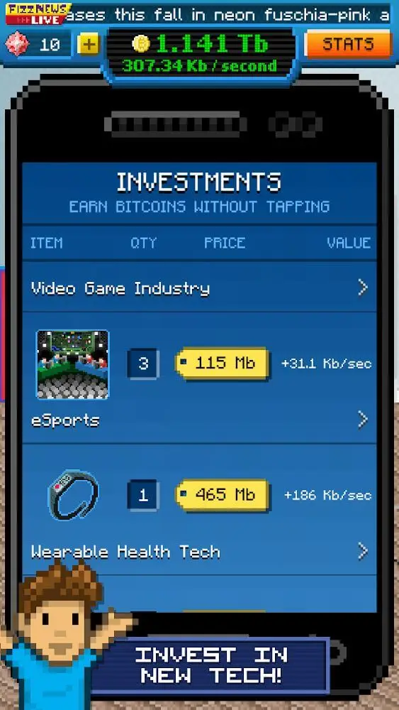 Screenshot of the Bitcoin Billionaire app
