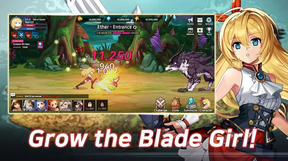 Screenshot of the Blade Girl: Idle RPG game