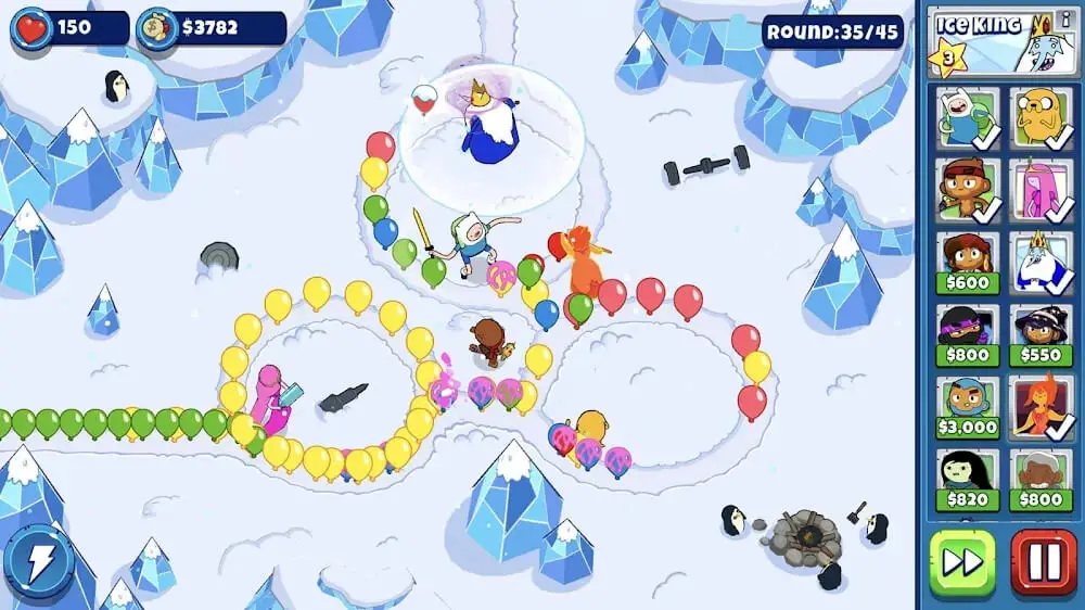 Screenshot of the Bloons Adventure Time TD game