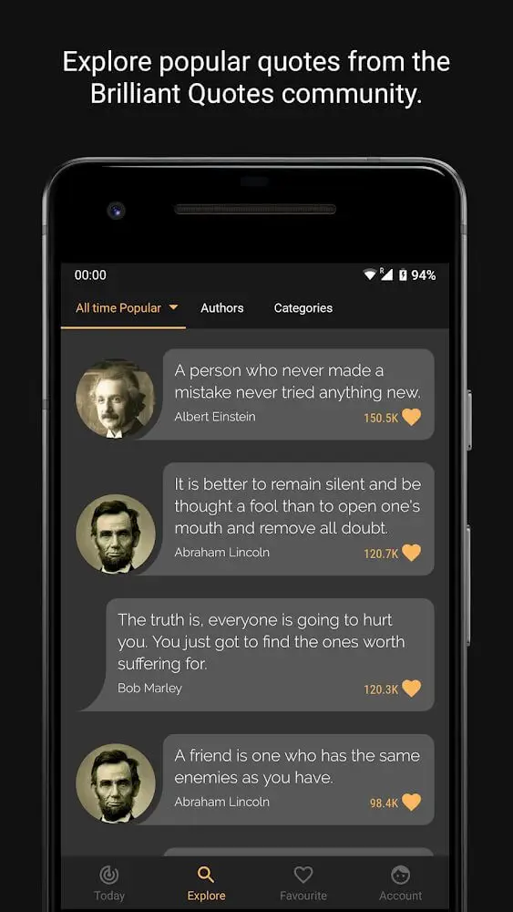 Screenshot of the Brilliant Quotes app