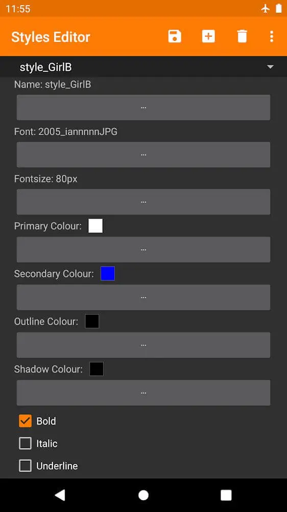 Screenshot of the Buftaku Subtitle Editor app