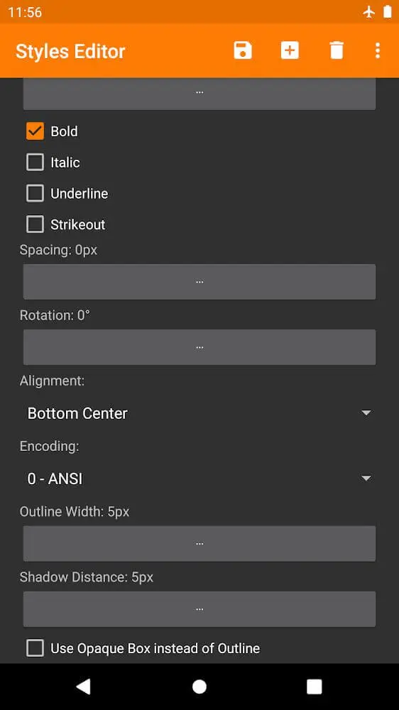Screenshot of the Buftaku Subtitle Editor app
