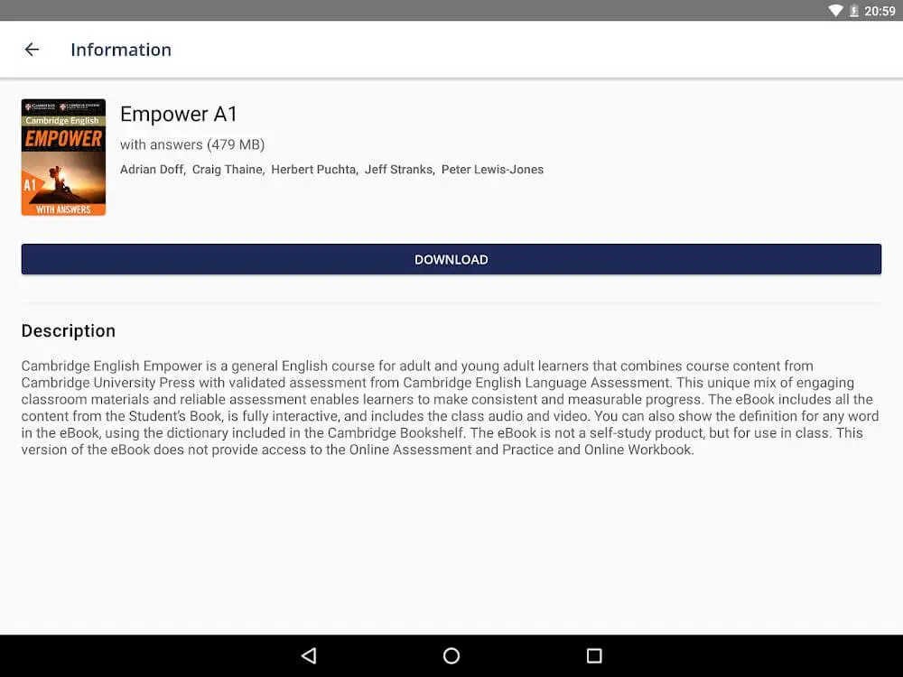 Screenshot of the Cambridge Bookshelf game