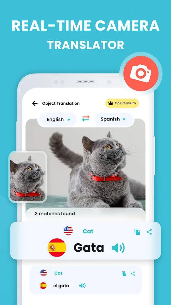 Screenshot of the Camera Translator app