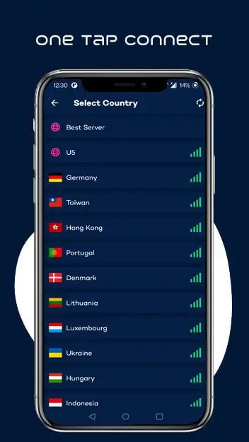 Screenshot of the Carbon VPN Pro Premium app