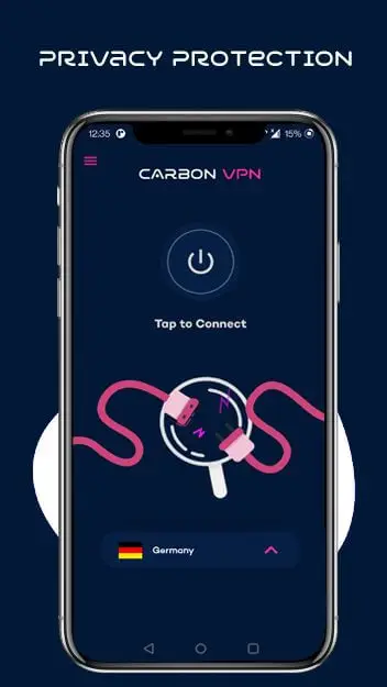 Screenshot of the Carbon VPN Pro Premium app