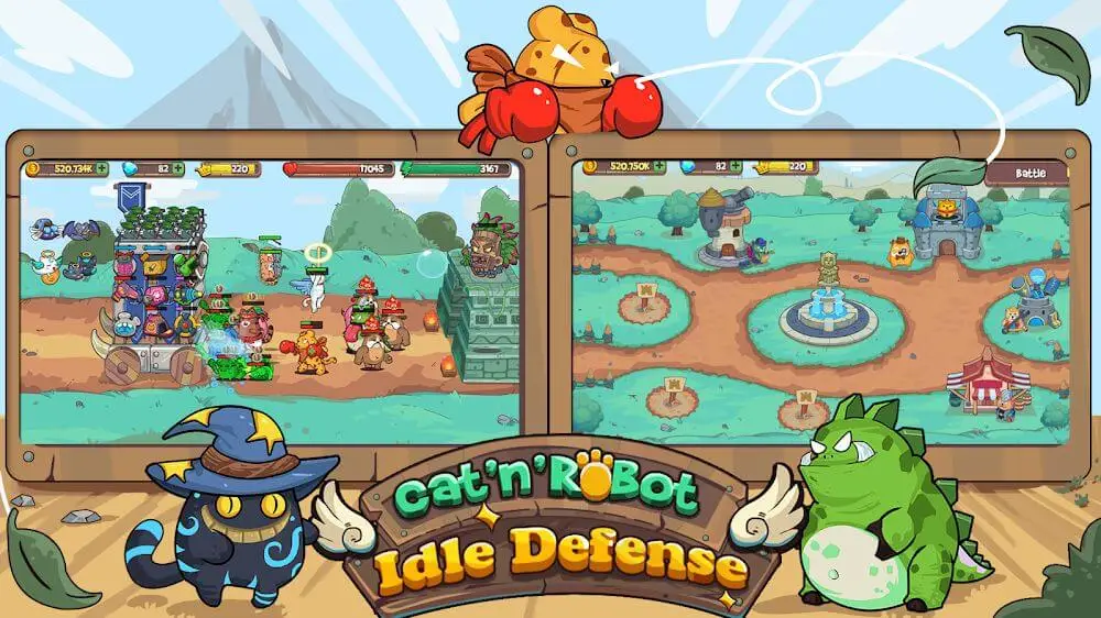 Screenshot of the CatnRobot Idle Defense Grow TD game