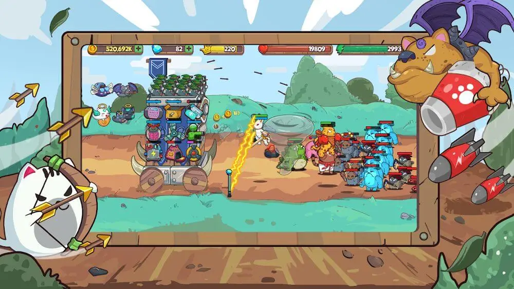Screenshot of the CatnRobot Idle Defense Grow TD game