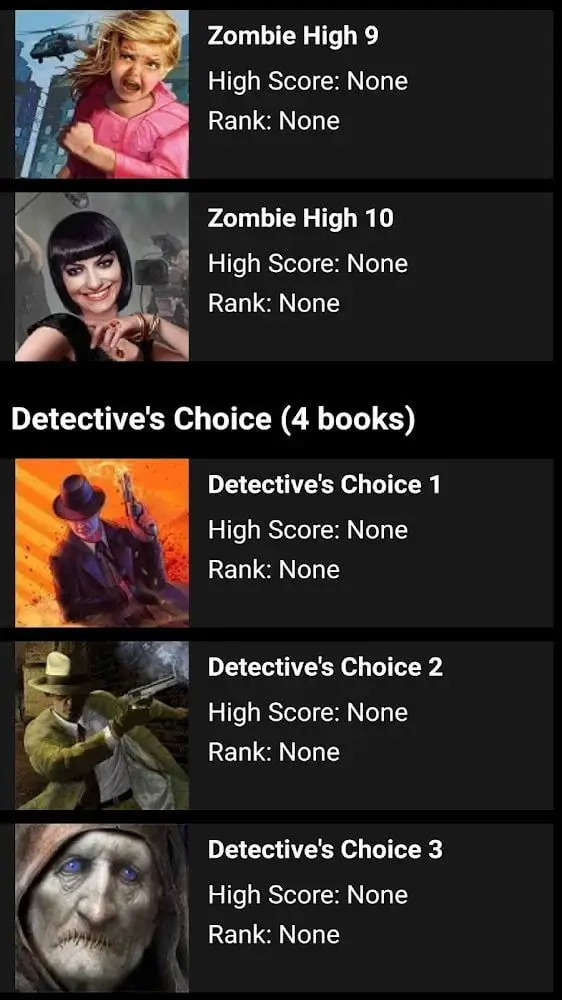 Screenshot of the Choice Game Library app