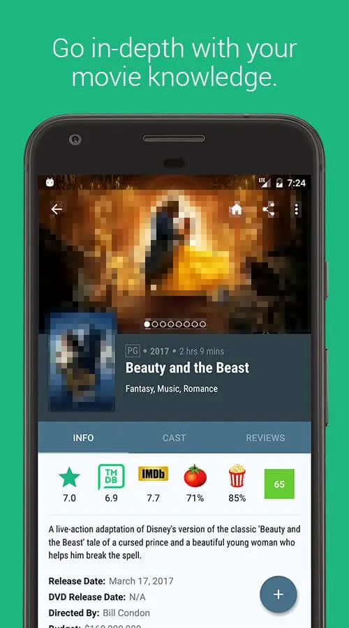 Screenshot of the Cinematics app