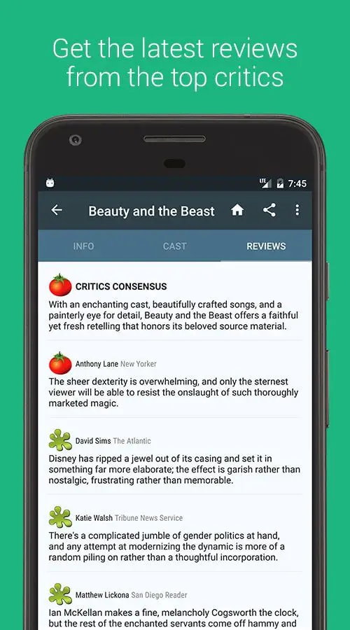 Screenshot of the Cinematics app