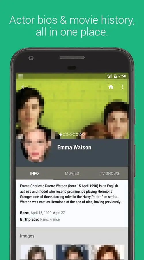 Screenshot of the Cinematics app