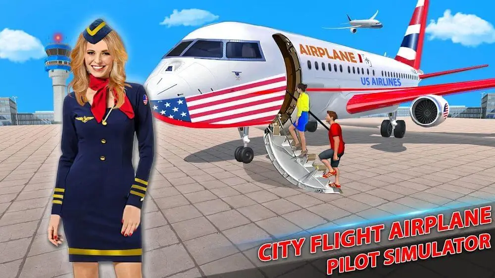 Screenshot of the City Flight Airplane Simulator game