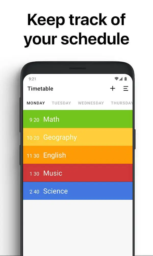 Screenshot of the Class Timetable app