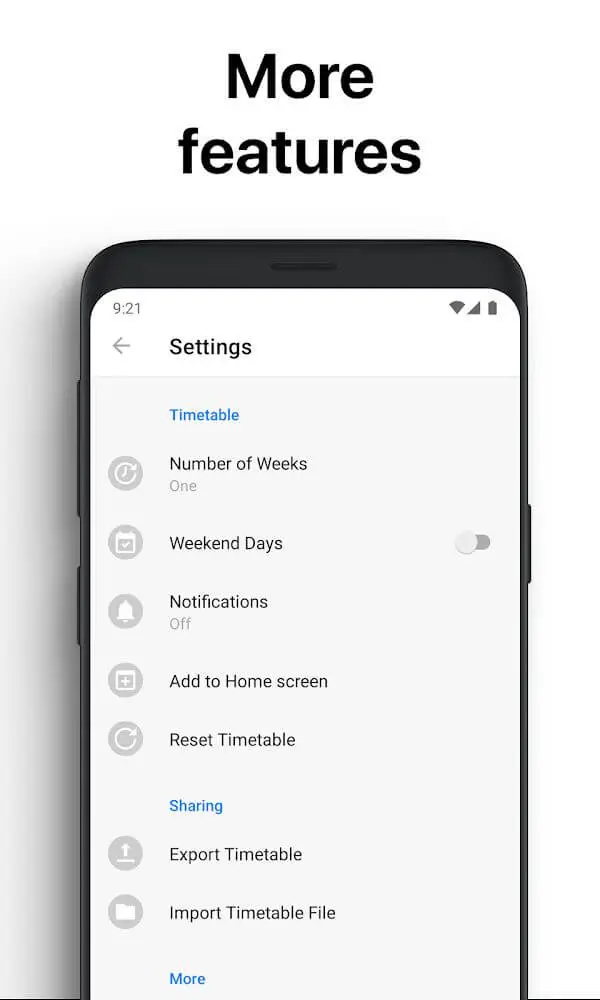 Screenshot of the Class Timetable app