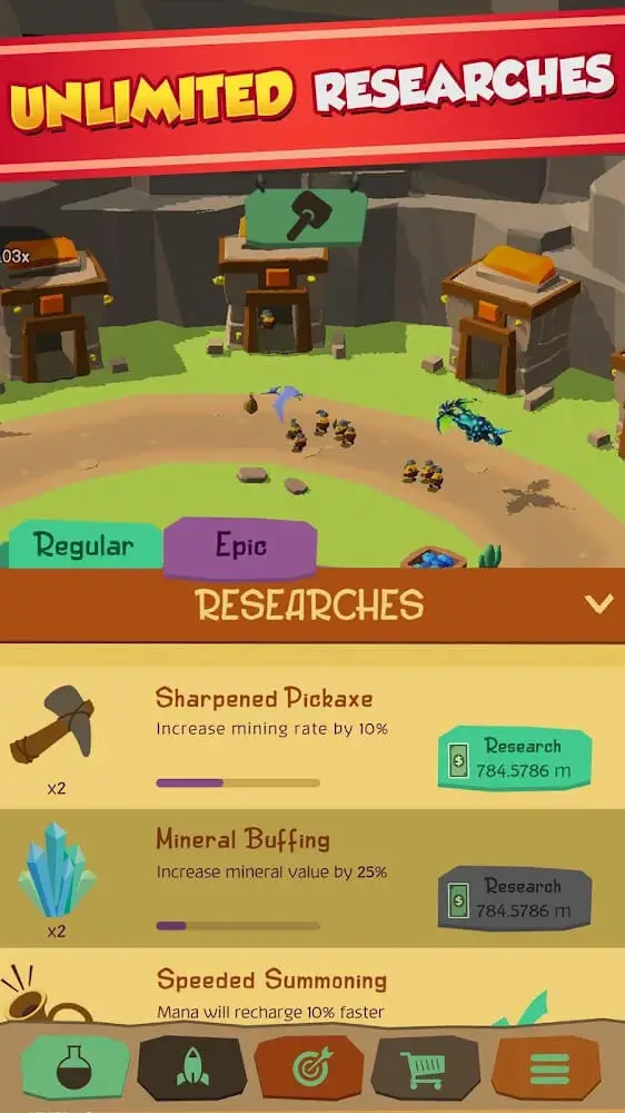Screenshot of the Clicker Tycoon Idle Mining app