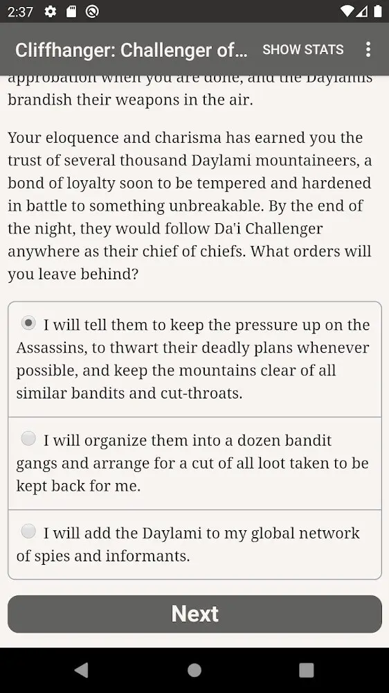 Screenshot of the Cliffhanger: Challenger of Tomorrow app