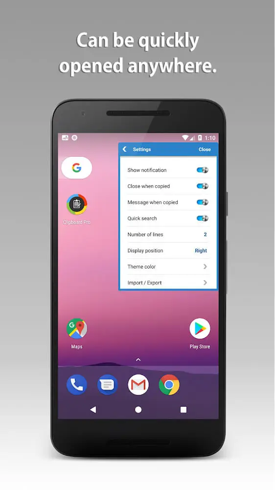 Screenshot of the Clipboard Pro app