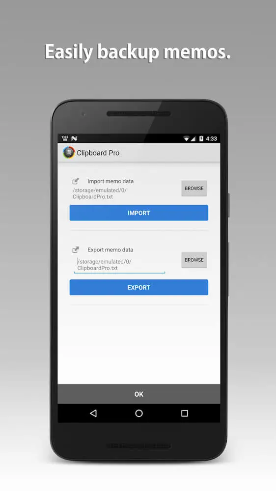 Screenshot of the Clipboard Pro app