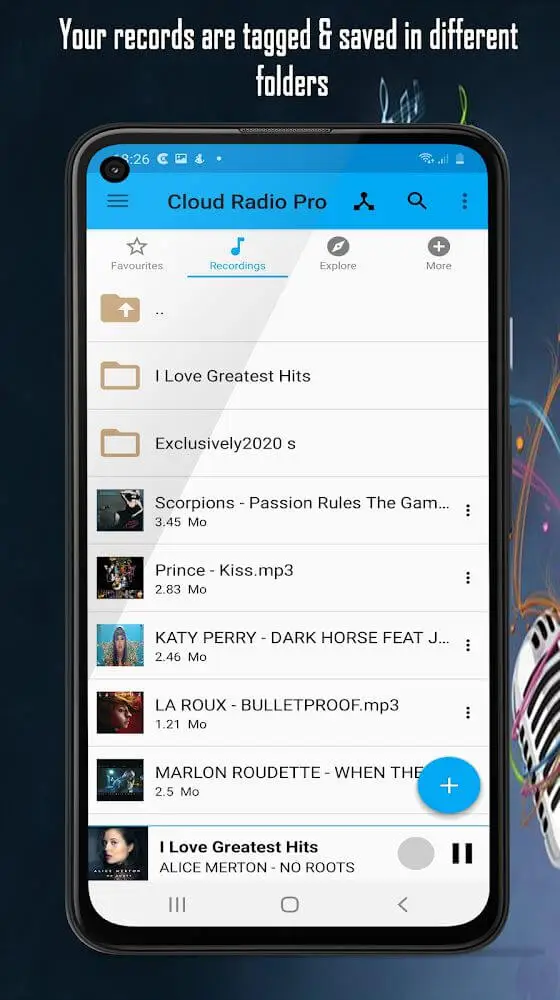 Screenshot of the Cloud Radio Pro app