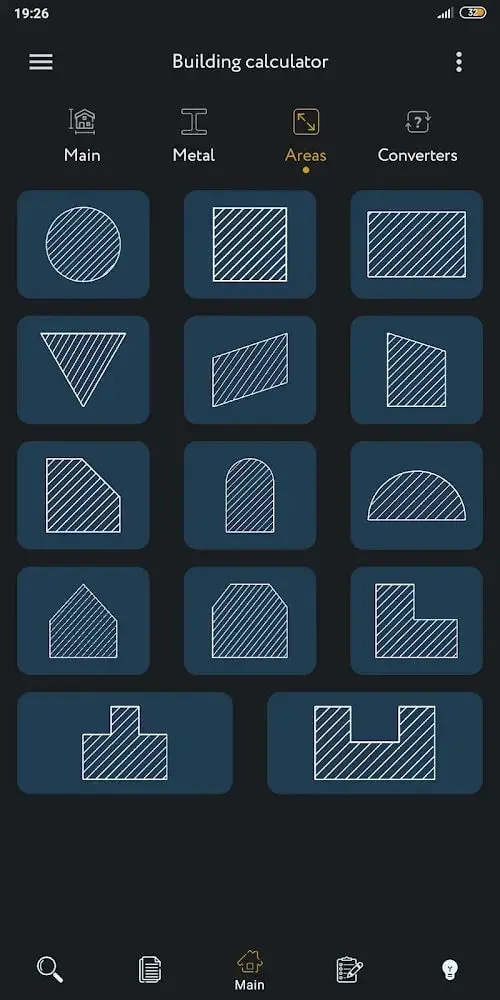 Screenshot of the Construction Calculator app
