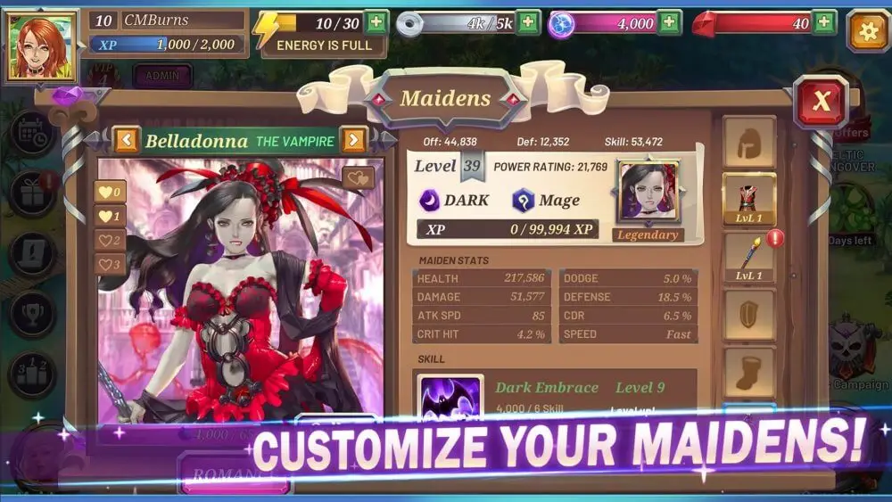 Screenshot of the Crystal Maidens game