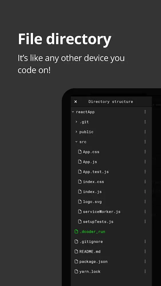 Screenshot of the Dcoder Compiler IDE app