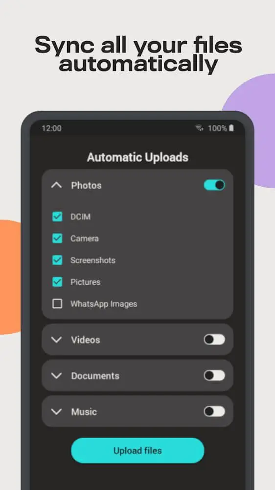 Screenshot of the Degoo app