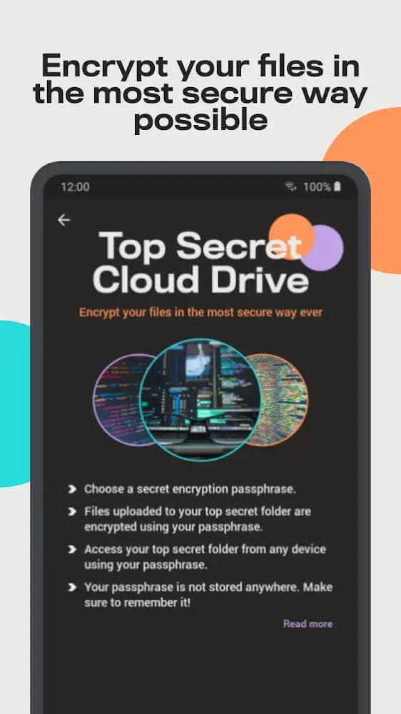 Screenshot of the Degoo app
