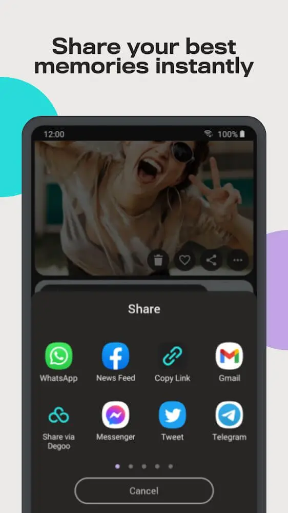 Screenshot of the Degoo app