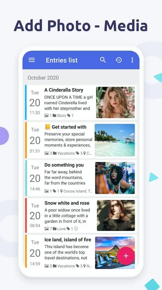 Screenshot of the Diary with lock app