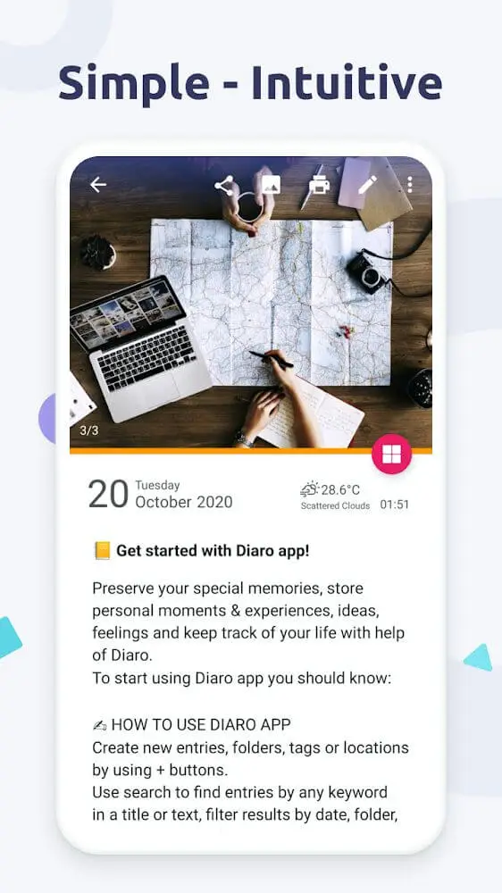 Screenshot of the Diary with lock app