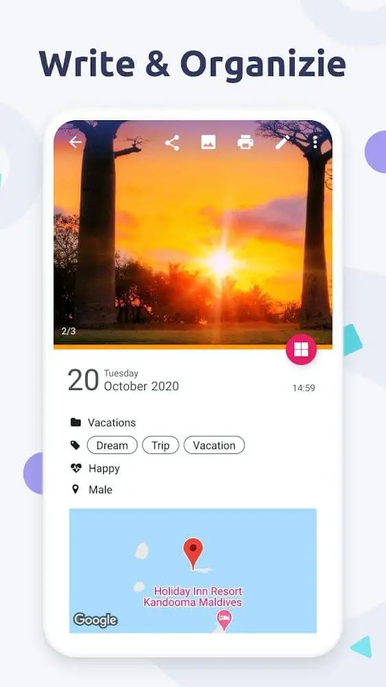 Screenshot of the Diary with lock app