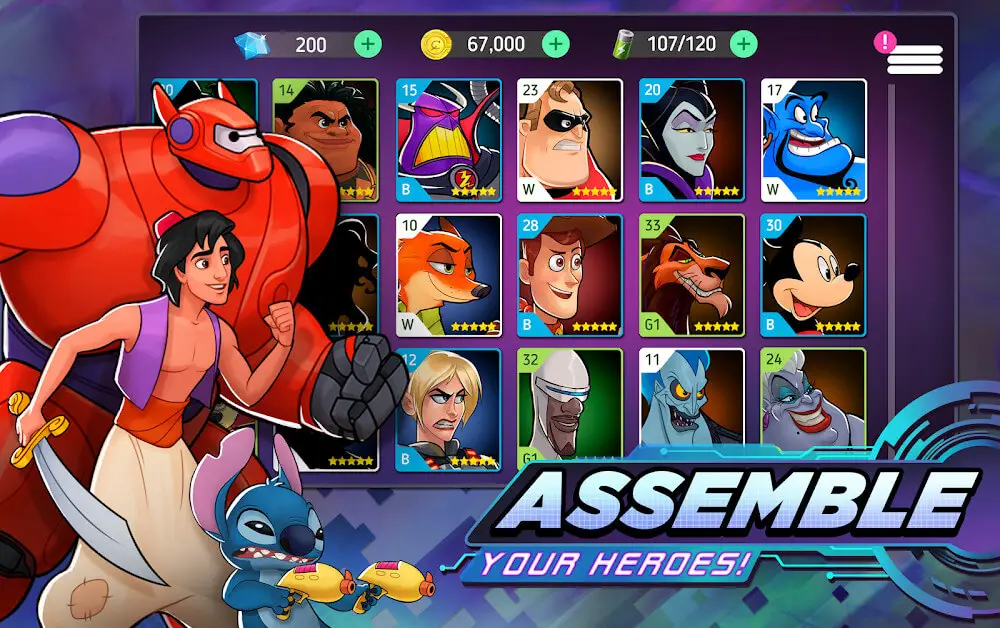 Screenshot of the Disney Heroes: Battle Mode game