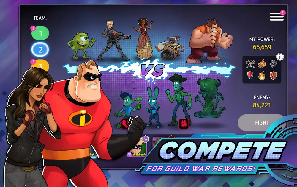 Screenshot of the Disney Heroes: Battle Mode game
