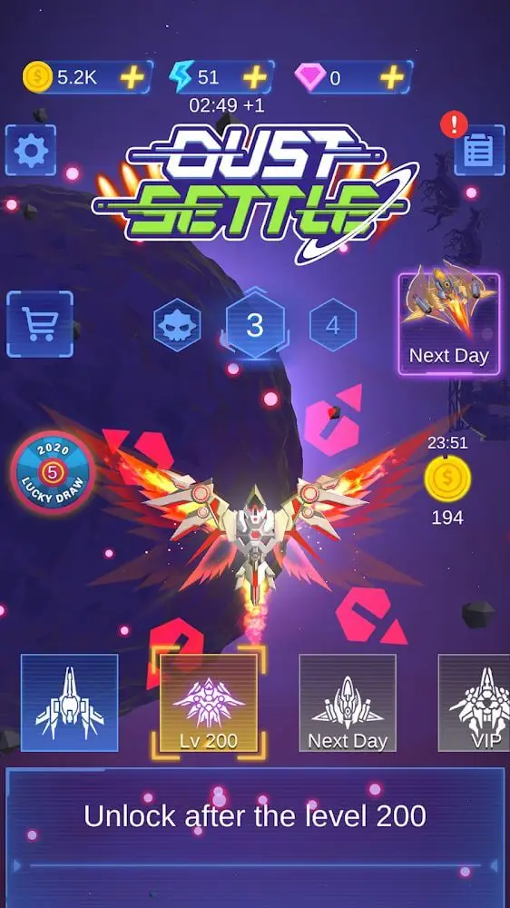 Screenshot of the Dust Settle 3D app